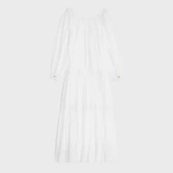 embroidered folk dress in cotton muslin