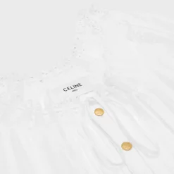 embroidered folk dress in cotton muslin