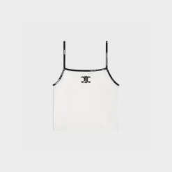 embroidered triomphe tank top in cotton jersey