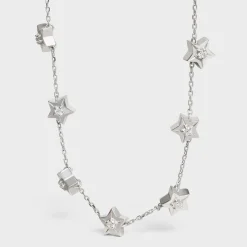 Etoile Celine Multi Stars Necklace in White Gold and Diamonds