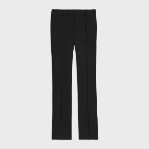 flared pants in striped wool