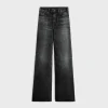 flared surf jeans in black ice rinse denim