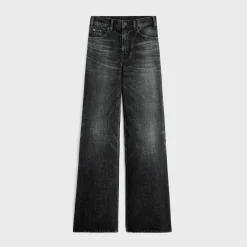 flared surf jeans in black ice rinse denim