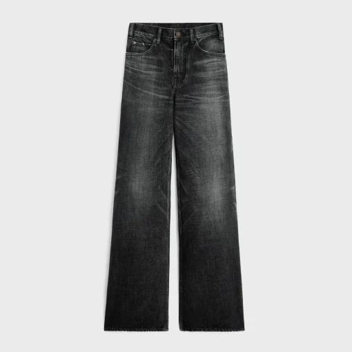 flared surf jeans in black ice rinse denim
