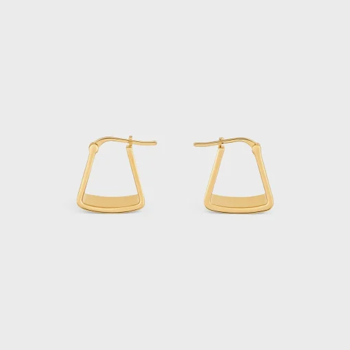 Formes Abstraites Pyramid Hoops in Brass with Gold Finish