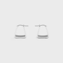 Formes Abstraites Pyramid Hoops in Brass with Rhodium Finish