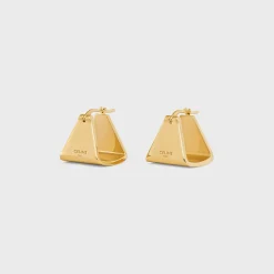 Formes Abstraites Pyramid Hoops in Brass with Gold Finish