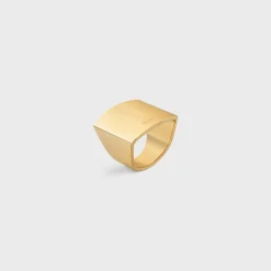Formes Abstraites Pyramid Ring in Brass with Gold Finish
