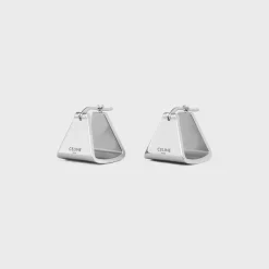 Formes Abstraites Pyramid Hoops in Brass with Rhodium Finish