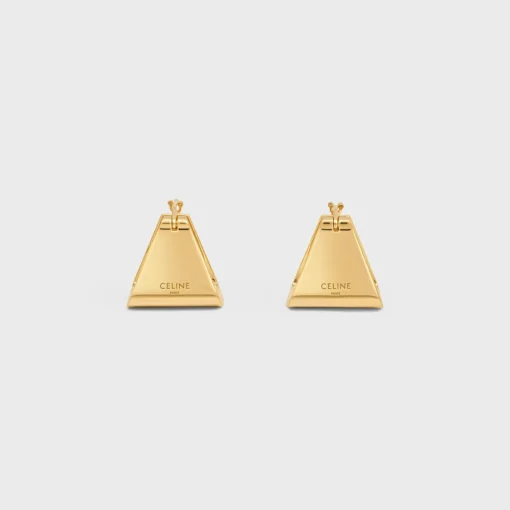 Formes Abstraites Pyramid Hoops in Brass with Gold Finish