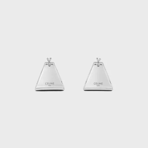 Formes Abstraites Pyramid Hoops in Brass with Rhodium Finish