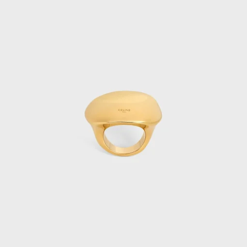 Formes Abstraites Sphere Ring in Brass with Gold Finish