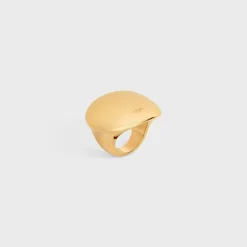 Formes Abstraites Sphere Ring in Brass with Gold Finish