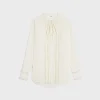 frilled romy shirt in silk crepe and acetate