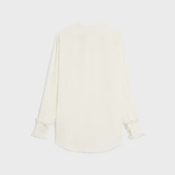 frilled romy shirt in silk crepe and acetate