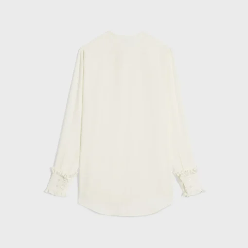 frilled romy shirt in silk crepe and acetate