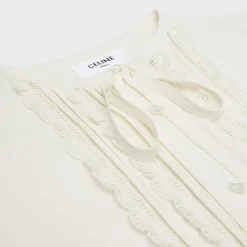 frilled romy shirt in silk crepe and acetate