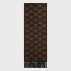 fringed scarf in monogram cashmere