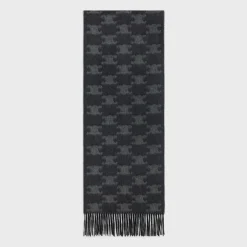 fringed scarf in monogram cashmere