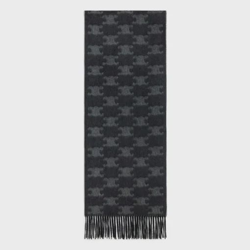 fringed scarf in monogram cashmere