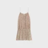 gathered mini dress in silk georgette