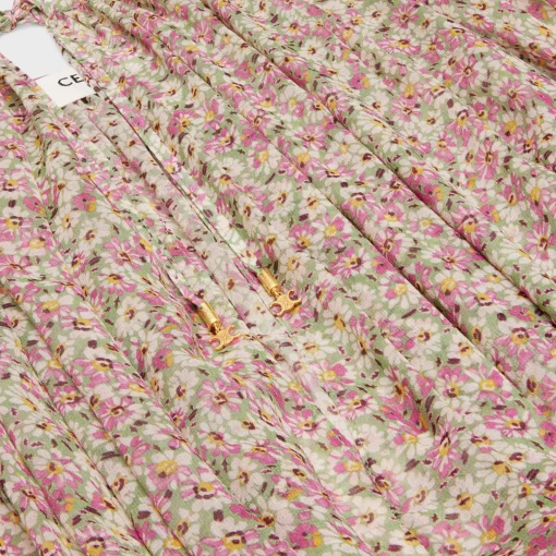 gathered mini dress in silk georgette