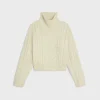 high neck sweater in aran alpaca wool