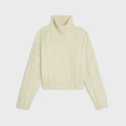 high neck sweater in aran alpaca wool