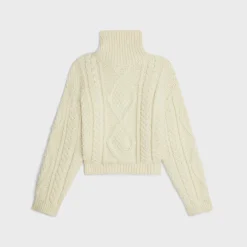 high neck sweater in aran alpaca wool