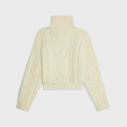 high neck sweater in aran alpaca wool