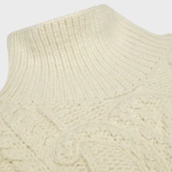 high neck sweater in aran alpaca wool