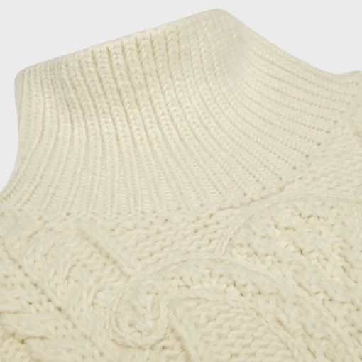 high neck sweater in aran alpaca wool