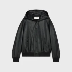 HOODED CELINE JACKET IN SOFT LAMBSKIN