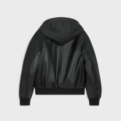 HOODED CELINE JACKET IN SOFT LAMBSKIN