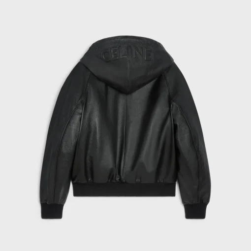 HOODED CELINE JACKET IN SOFT LAMBSKIN
