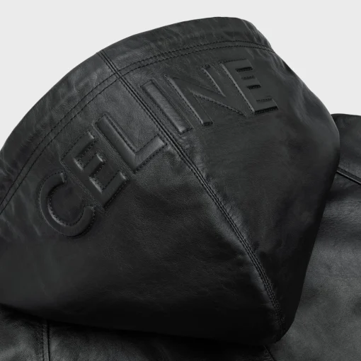 HOODED CELINE JACKET IN SOFT LAMBSKIN