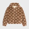 hooded jacket in triomphe wool and fur