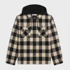 hooded overshirt in check wool