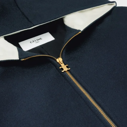Hooded Teddy jacket in double face cashmere