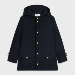hooded Triomphe coat in wool felt