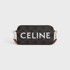 Horizontal pouch in Triomphe canvas with celine print