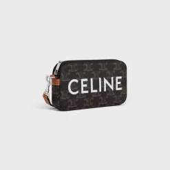 Horizontal pouch in Triomphe canvas with celine print