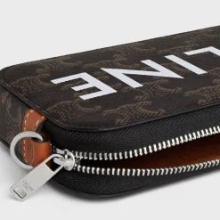Horizontal pouch in Triomphe canvas with celine print