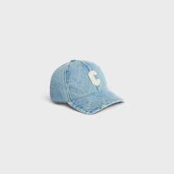initial baseball cap in denim