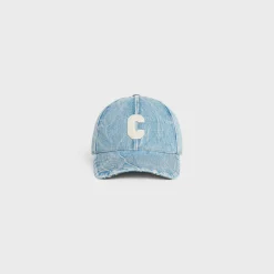 initial baseball cap in denim
