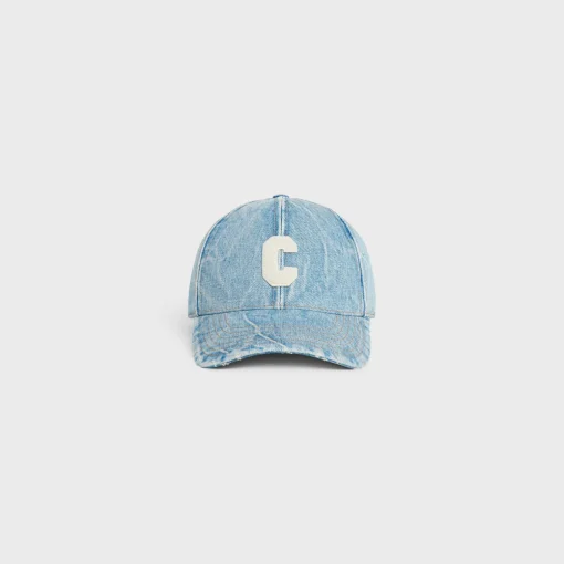 initial baseball cap in denim