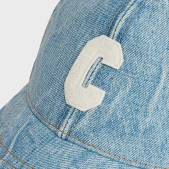 initial baseball cap in denim
