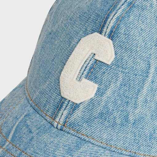 initial baseball cap in denim