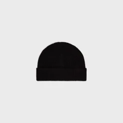 initial beanie in ribbed wool