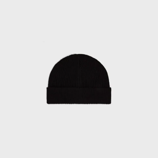 initial beanie in ribbed wool